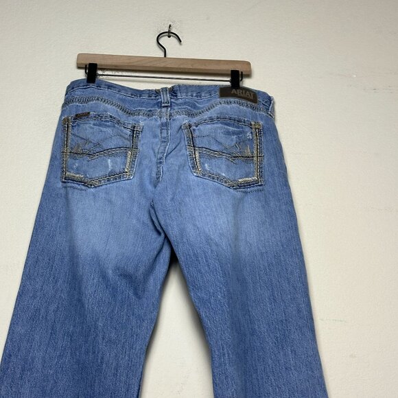 Ariat M5 Denim Jean Pant Men 34x34 Straight Leg Fit Western Distressed Bootcut - Picture 3 of 14
